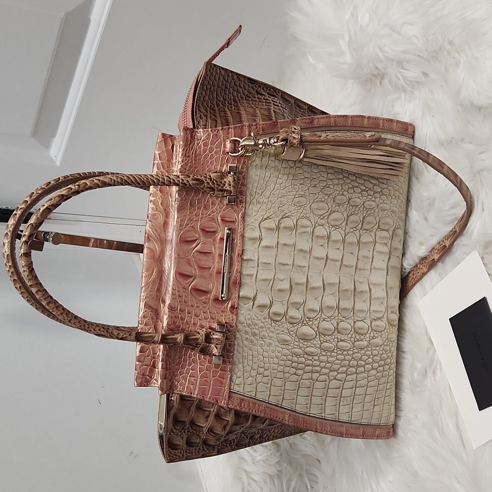 🤎🔹️ Brahmin🔹️ Priscilla Limestone genuine Leather Baracoa Satchel - Picture 15 of 17